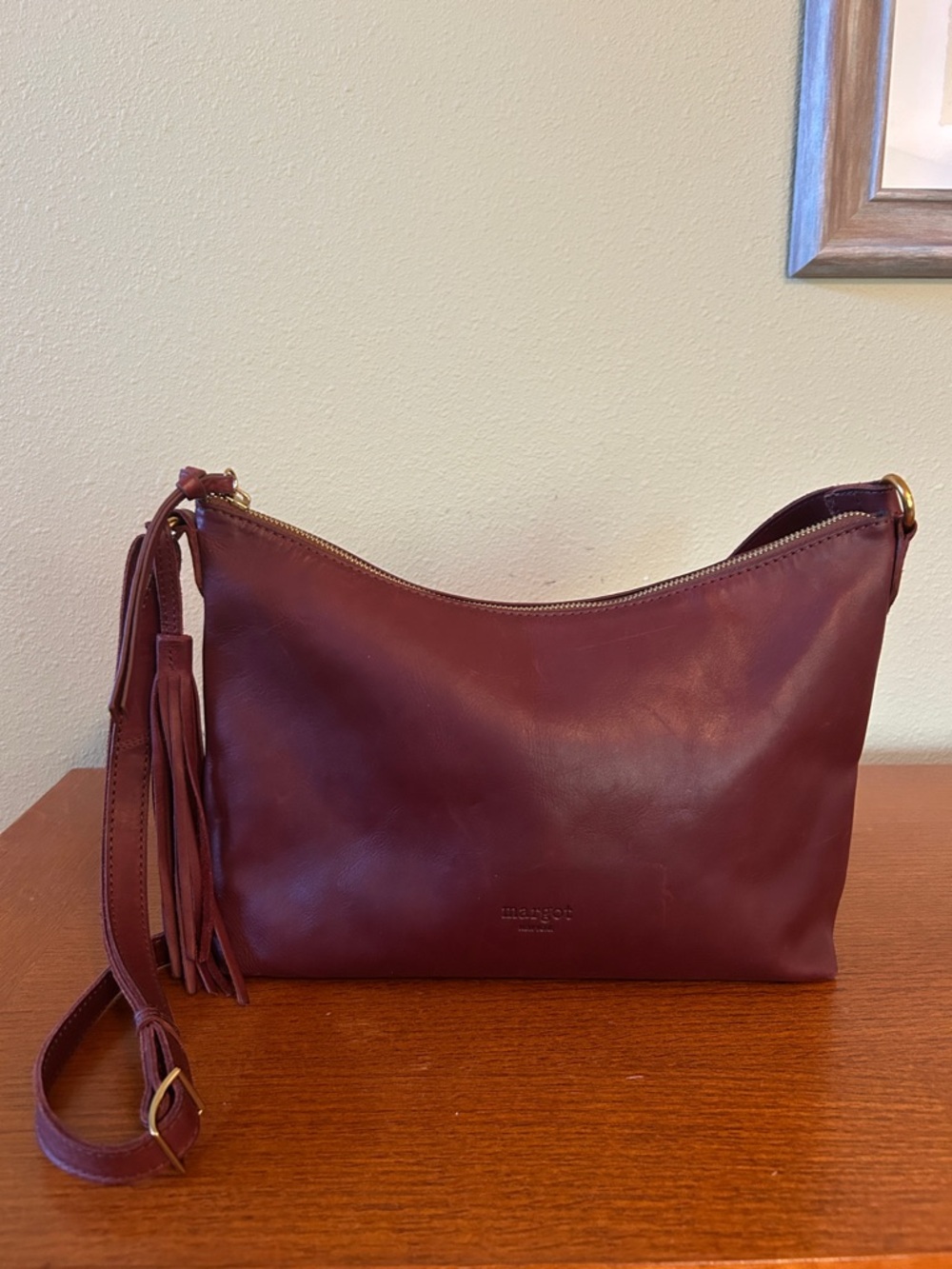 Margot New York Purse Leather Shoulder Bag in Deep Wine